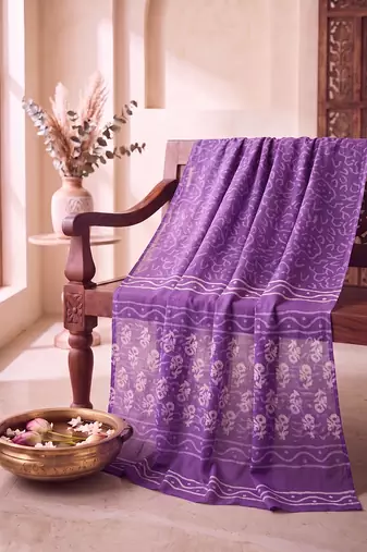 Women's violet cotton blend abstract printed dupatta | stylish ethnic wear scarf for women | traditional & festive wear