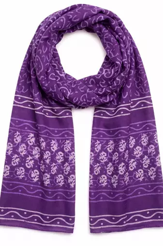 Women's violet cotton blend abstract printed dupatta | stylish ethnic wear scarf for women | traditional & festive wear