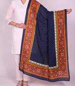 Women's blue cotton blend ethnic printed dupatta | stylish ethnic wear scarf for women | traditional & festive wear