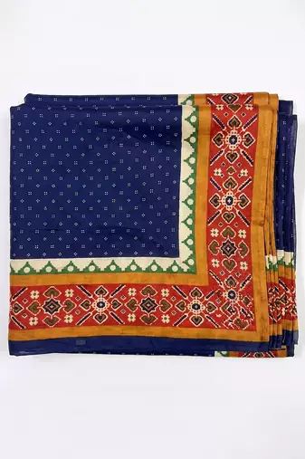 Women's blue cotton blend ethnic printed dupatta | stylish ethnic wear scarf for women | traditional & festive wear