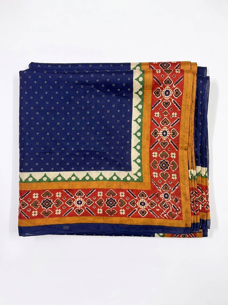 Women's blue cotton blend ethnic printed dupatta | stylish ethnic wear scarf for women | traditional & festive wear