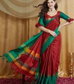 Red silk cotton banarasi saree