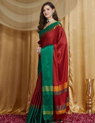 Red silk cotton banarasi saree 2