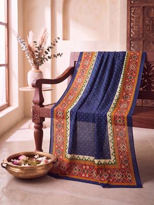 Women's blue cotton blend ethnic printed dupatta | stylish ethnic wear scarf for women | traditional & festive wear 5