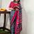 Teal ethnic motifs printed poly cotton bagh saree