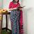 Teal ethnic motifs printed poly cotton bagh saree