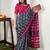 Teal ethnic motifs printed poly cotton bagh saree