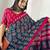 Teal ethnic motifs printed poly cotton bagh saree