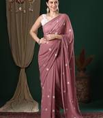 Rose floral embroidered saree