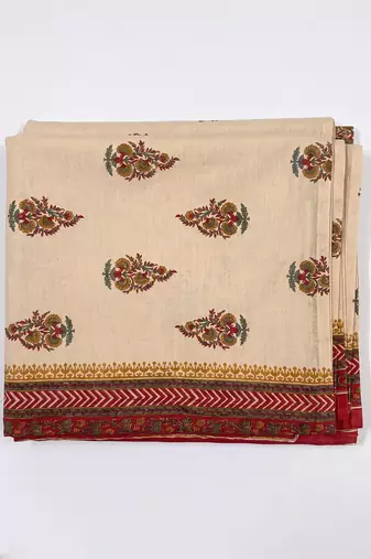Women's beige cotton blend floral printed dupatta | stylish ethnic wear scarf for women | traditional & festive wear
