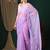 Lavender floral embroidered designer saree with blouse piece