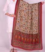 Women's beige cotton blend floral printed dupatta | stylish ethnic wear scarf for women | traditional & festive wear