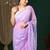 Lavender floral embroidered designer saree with blouse piece