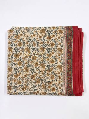 Women's beige cotton blend floral printed dupatta | stylish ethnic wear scarf for women | traditional & festive wear 4