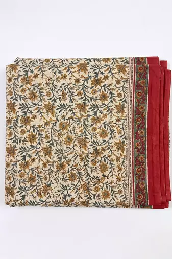 Women's beige cotton blend floral printed dupatta | stylish ethnic wear scarf for women | traditional & festive wear