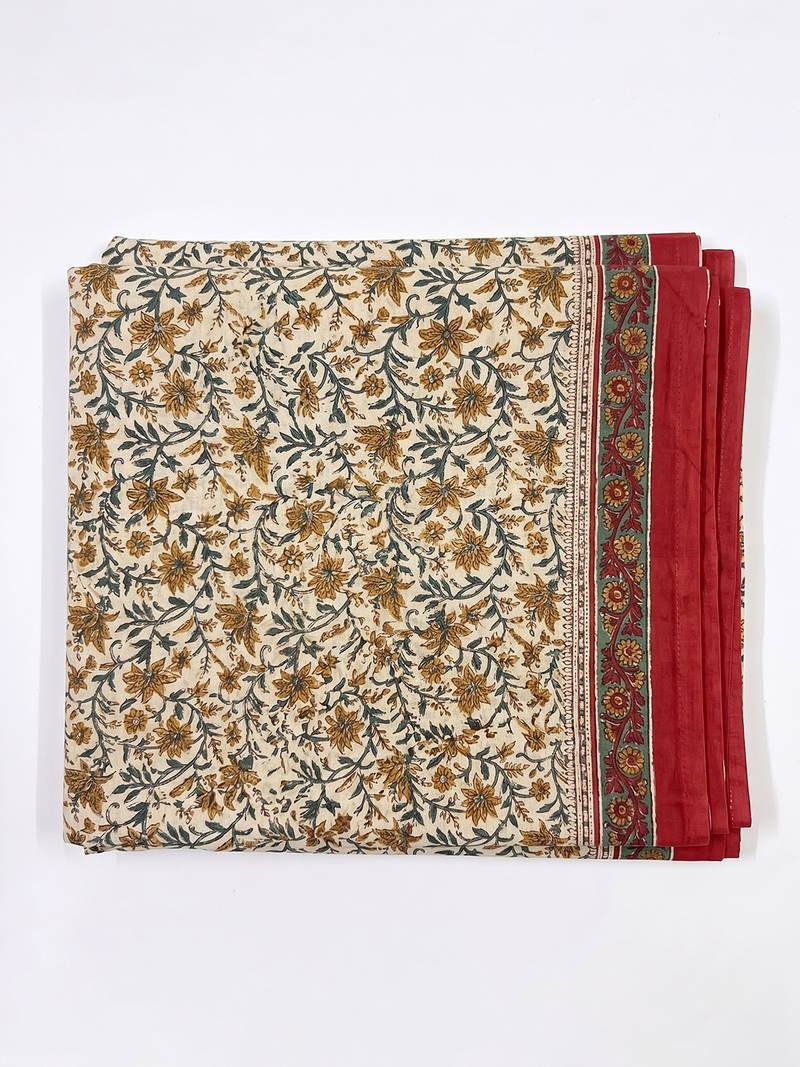 Women's beige cotton blend floral printed dupatta | stylish ethnic wear scarf for women | traditional & festive wear