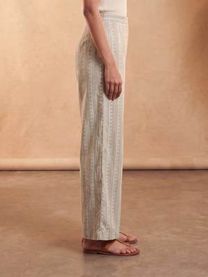 Women's beige cotton blend trouser | foil solid stylish ethnic wear bottoms | trendy casual & everyday wear for women 2