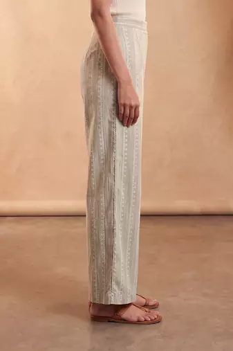 Women's beige cotton blend trouser | foil solid stylish ethnic wear bottoms | trendy casual & everyday wear for women