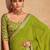 Green striped embroidered pure georgette leheriya saree