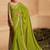 Green striped embroidered pure georgette leheriya saree
