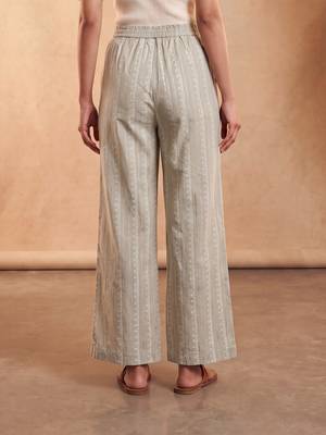 Women's beige cotton blend trouser | foil solid stylish ethnic wear bottoms | trendy casual & everyday wear for women 3