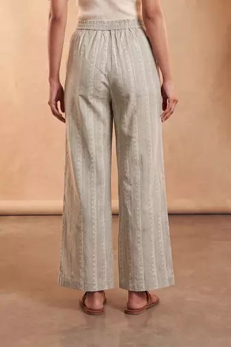 Women's beige cotton blend trouser | foil solid stylish ethnic wear bottoms | trendy casual & everyday wear for women