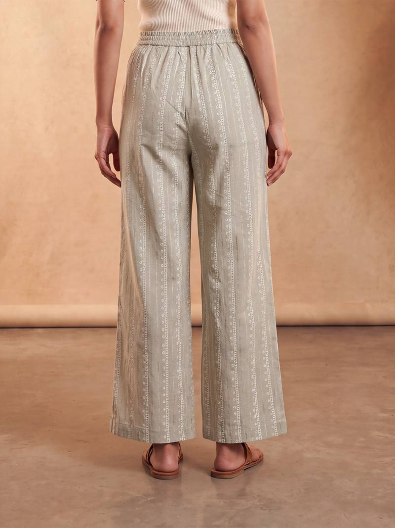 Women's beige cotton blend trouser | foil solid stylish ethnic wear bottoms | trendy casual & everyday wear for women