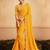 Yellow printed sequinned poly georgette bandhani saree