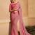 Pink striped embroidered pure georgette leheriya saree