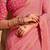 Pink striped embroidered pure georgette leheriya saree