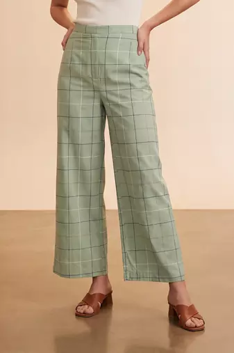Women's green cotton blend trouser | geometric printed stylish ethnic wear bottoms | trendy casual & everyday wear