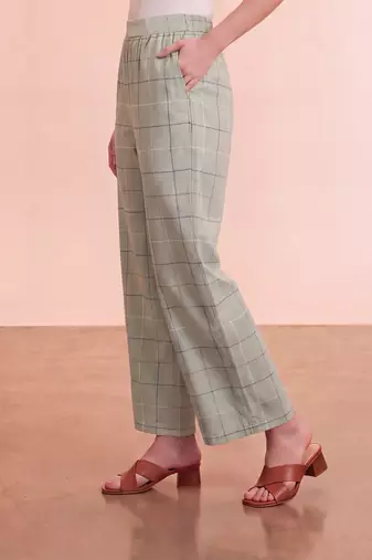 Women's green cotton blend trouser | geometric printed stylish ethnic wear bottoms | trendy casual & everyday wear