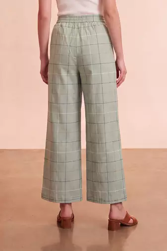Women's green cotton blend trouser | geometric printed stylish ethnic wear bottoms | trendy casual & everyday wear