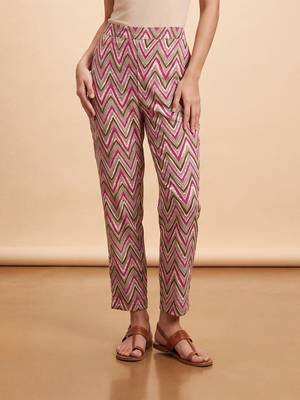 Women's multicolor cotton blend trouser | chevron printed stylish ethnic wear bottoms | trendy casual & everyday wear 1