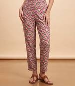 Women's multicolor cotton blend trouser | chevron printed stylish ethnic wear bottoms | trendy casual & everyday wear
