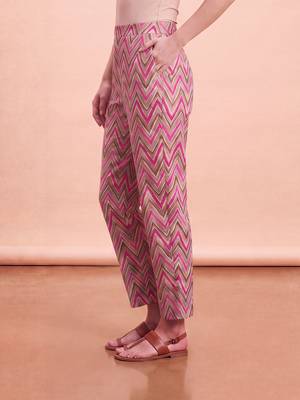 Women's multicolor cotton blend trouser | chevron printed stylish ethnic wear bottoms | trendy casual & everyday wear 2