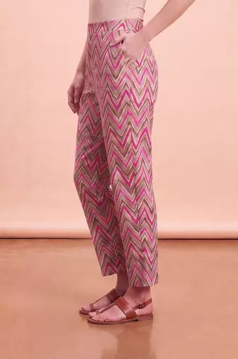 Women's multicolor cotton blend trouser | chevron printed stylish ethnic wear bottoms | trendy casual & everyday wear