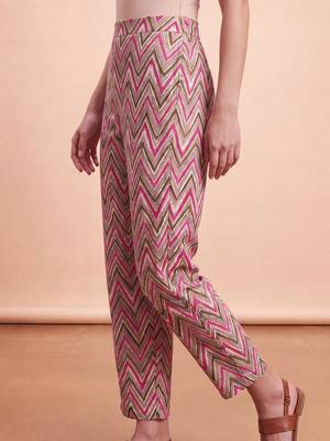 Women's multicolor cotton blend trouser | chevron printed stylish ethnic wear bottoms | trendy casual & everyday wear 3