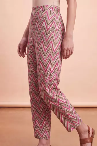 Women's multicolor cotton blend trouser | chevron printed stylish ethnic wear bottoms | trendy casual & everyday wear