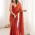 Rust ethnic motifs embroidered bagh saree