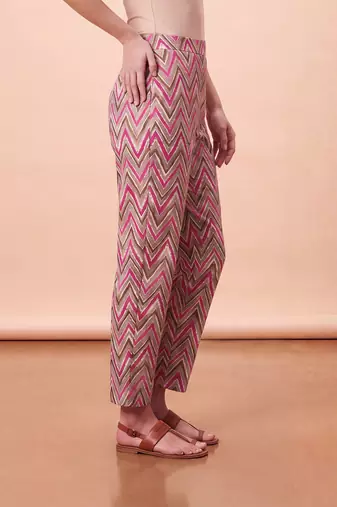Women's multicolor cotton blend trouser | chevron printed stylish ethnic wear bottoms | trendy casual & everyday wear