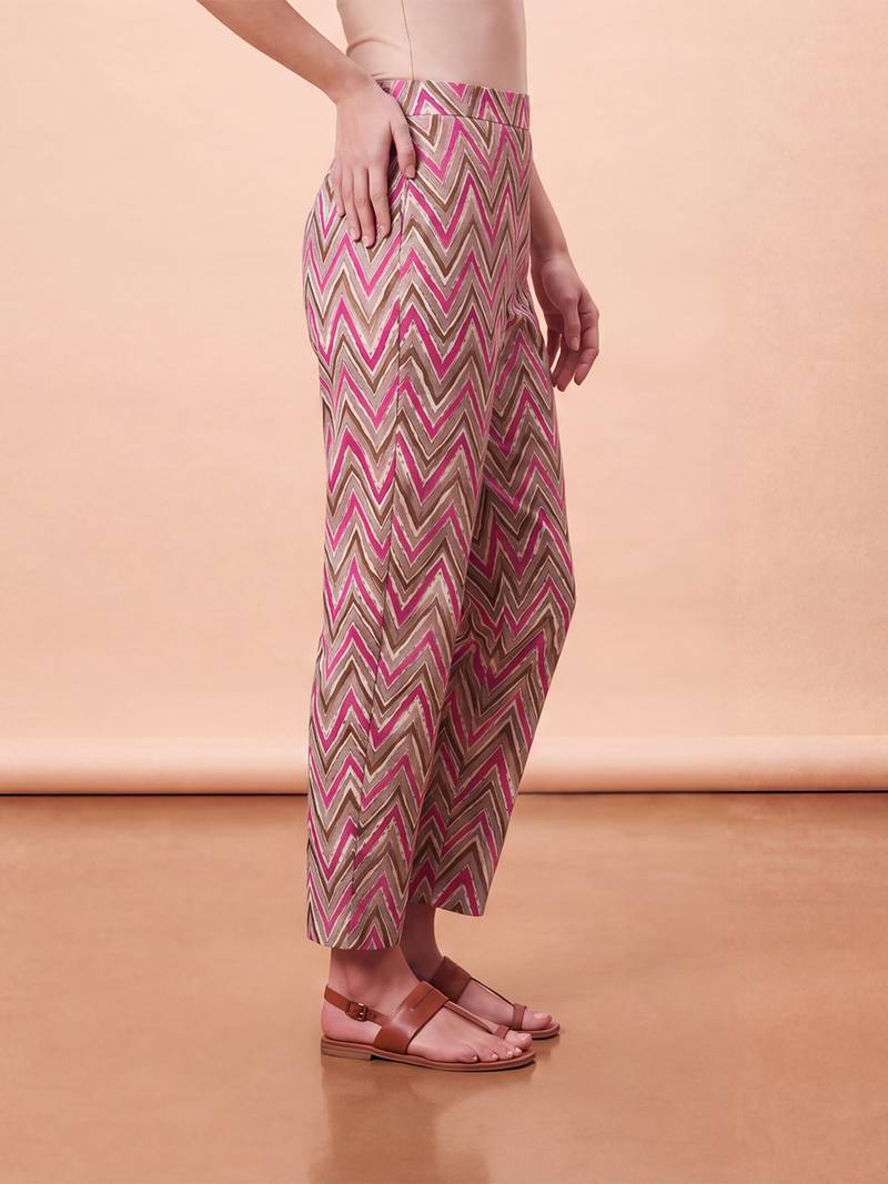 Women's multicolor cotton blend trouser | chevron printed stylish ethnic wear bottoms | trendy casual & everyday wear