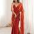 Rust ethnic motifs embroidered bagh saree