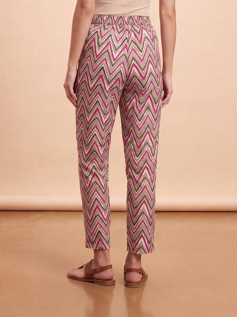 Women's multicolor cotton blend trouser | chevron printed stylish ethnic wear bottoms | trendy casual & everyday wear