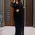 Black woven design pure georgette fusion saree