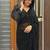 Black woven design pure georgette fusion saree