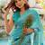 Turquoise floral organza saree