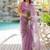 Lavender floral printed embellished jimmy choo organza saree