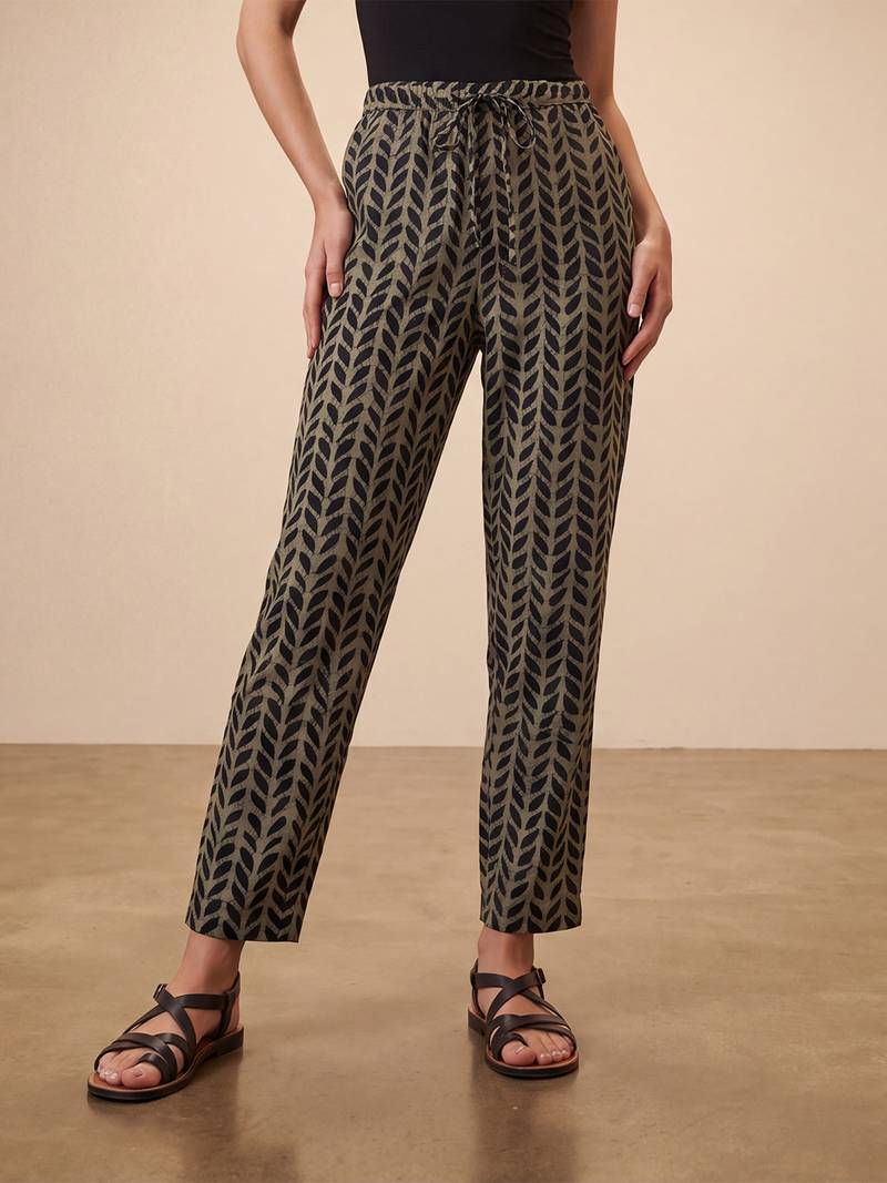 Women's black cotton blend trouser | botanical printed stylish ethnic wear bottoms | trendy casual & everyday wear