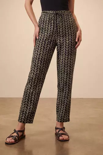 Women's black cotton blend trouser | botanical printed stylish ethnic wear bottoms | trendy casual & everyday wear